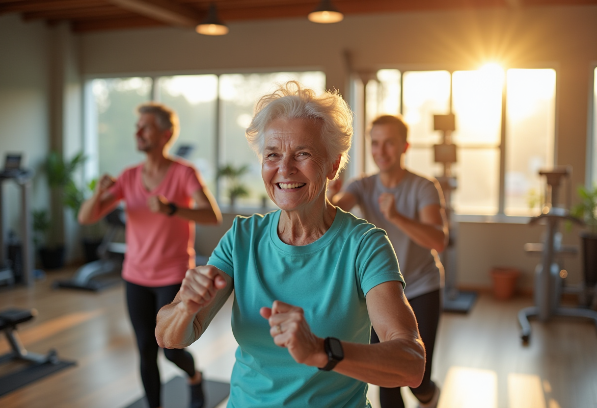 Група активних дорослих на тренуванні в yumbelash